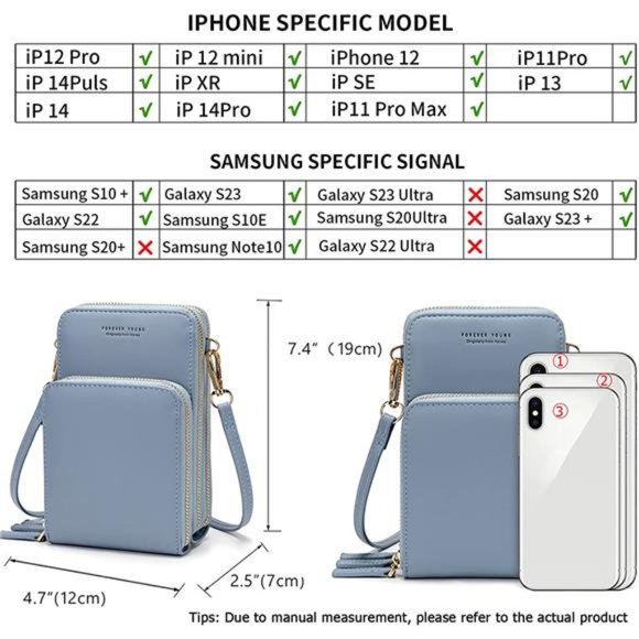 Small Crossbody Cell Phone Purse Women Mini Messenger Shoulder Handbag Wallet - Picture 5 of 6